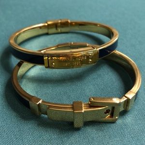 Michael Kors Navy Enamel Gold Tone Belt Bracelets